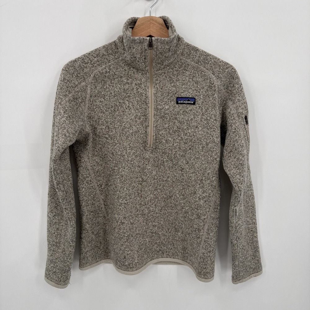 Patagonia Womens Beige Gray 1/4 Zip Pullover Better Sweater Size Small Outdoors